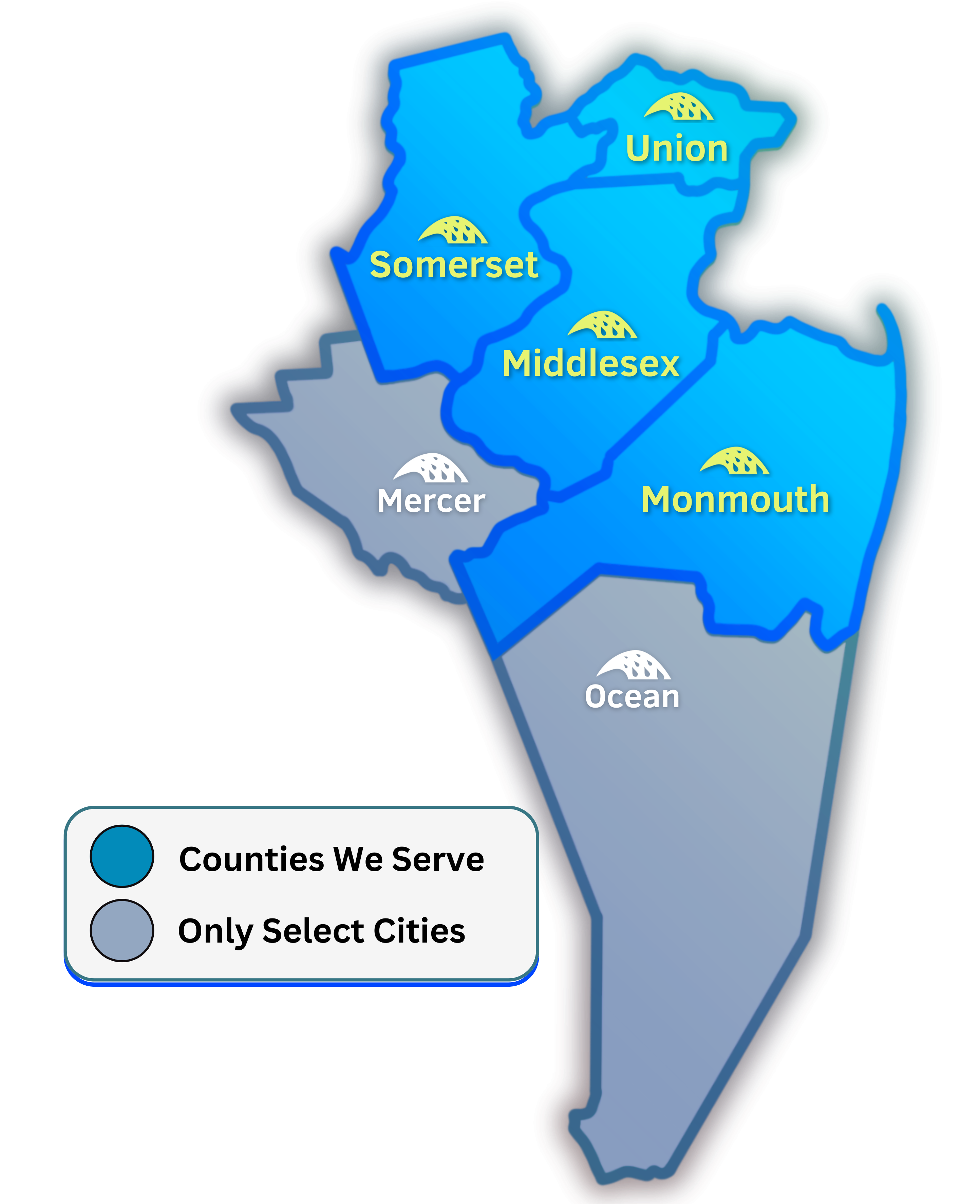 image of a map representing Royal Irrigations service area in New Jersey